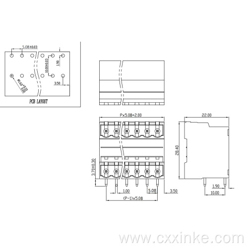 5.08mm pitch double row PCB terminal blocks socket